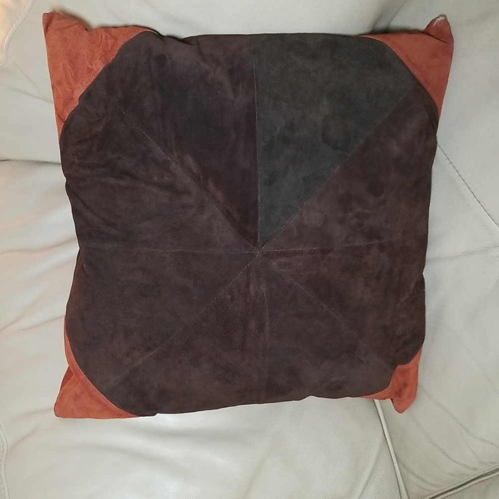 Suede Decorative Pillow Brown and Burnt Orange